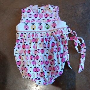 Ladybug Hand smocked onesie